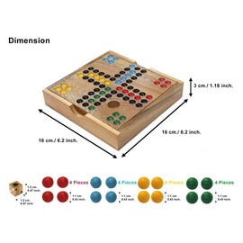 Premium Wooden Ludo Board Game – Handcrafted Travel-Size Game Set by SiamMandalay – 16 cm Compact Design with Dice & 16 Colorful Playing Pieces – Classic Strategy Game for Adults and Teenagers