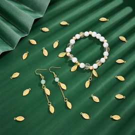 UNICRAFTALE about 200Pcs Leaf Charms Golden Pendants 15mm Vintage Leaf Charms Autumn Charms Dangle Pendants Necklace Pendants Alloy Pendants Earring Charms for DIY Craft Jewelry Making