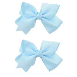 NYFASHION101 Toddlers' Girls' Smooth Grosgrain Ribbon Bow Alligator Clip, Light Blue