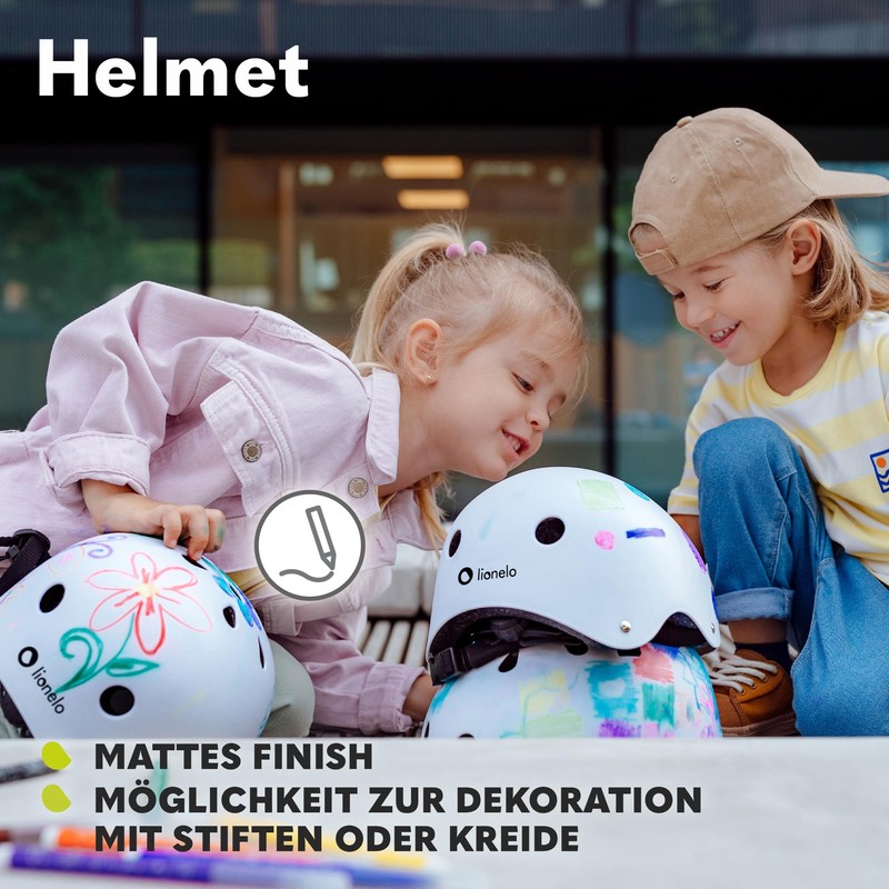 LIONELO Helmet Protective Helmet for Kids, Adjustable 50-56 cm, Chin