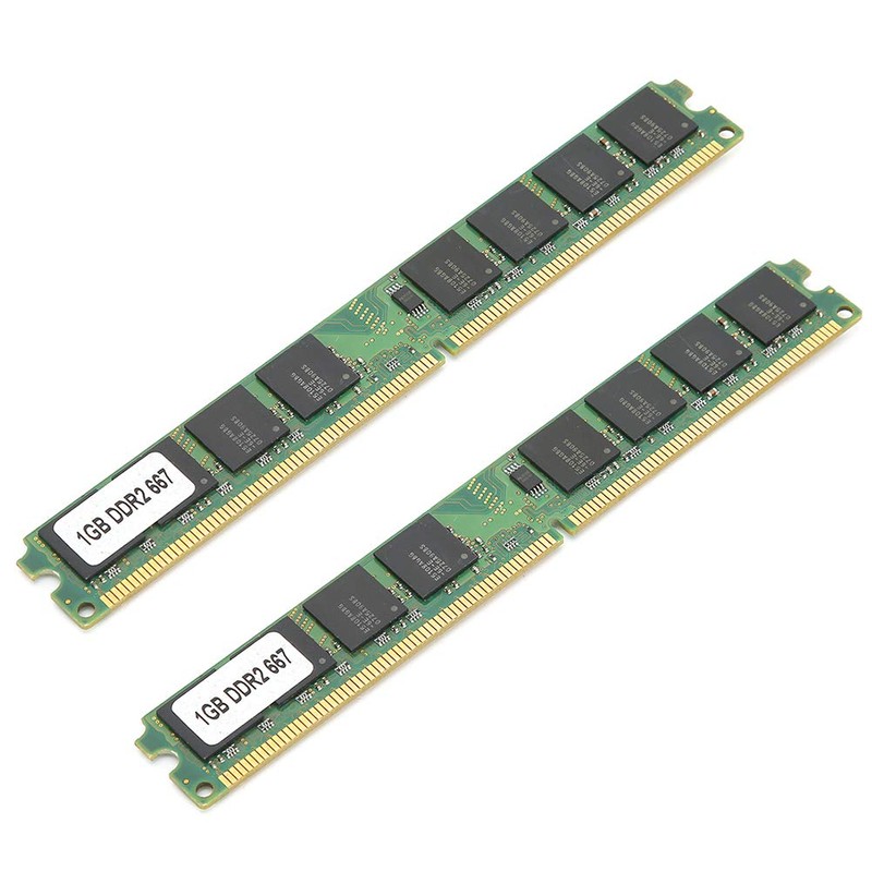 2Pcs Memory Module Desktop Computer, DDR2 1GB 667Mhz PC2-5300 Double