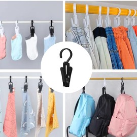 12 Drehbare Kleiderbügel mit Haken, Schwarz und Weiß, für Kleidung, Handtücher, Bettwäsche, Vorhänge