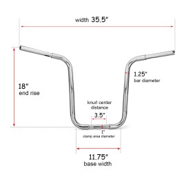 21ST 18" Rise Ape Hanger 1-1/4" Handlebar For Harley Softail Dyna Touring