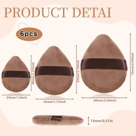 Giantree Triangle Makeup Powder Puffs, Pack of 6 Reusable Soft Powder Puff, Face Sponge, Powder Puff Cosmetic Face Powder Puff for Loose Powder, Body Powder, Foundation Makeup (S+M+L)