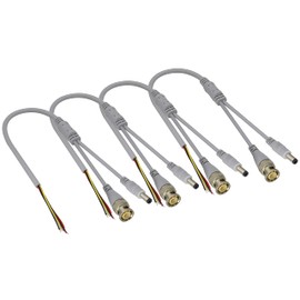 HCFeng BNC DC Video Power Cable BNC and DC Male to Bare Wire Open End Connector Adapter Extension Power Cable for CCTV Surveillance DVR Camera Monitoring System Repair Cable[0.3M/0.9Ft-4Pcs]