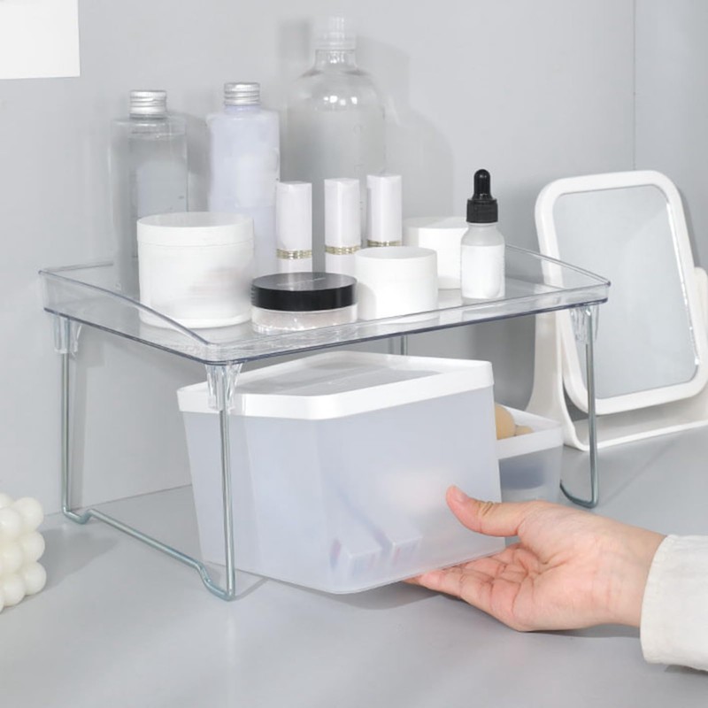 Jenngaoo Transparent Storage Shelf，Transparent Acrylic Foldable Desktop Organizer Multifunctional Space