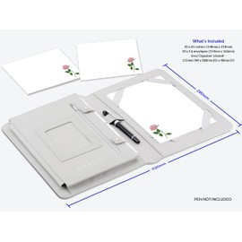 Me Loovely Pink Rose Letter Writing Paper and Envelopes A5 Size Papers Floral Stationary Supplies for Letters & Invitations | Christmas Gifts (20 Letters & 20 Envelopes with Grey Organiser)