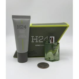 HERMÈS Hermes H24 Herbes Vives Eau De Parfum + Face Moisturizer Set New