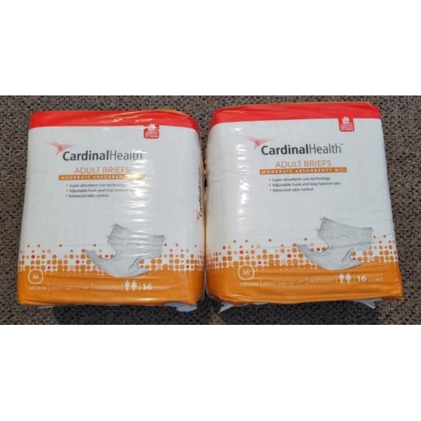 Cardinal Health Moderate Absorbency Adult Briefs Size M (2 pack)
