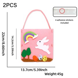 SIRLOMU 2 PCS Ostertaschen aus Filz, Osterkorb Kinder, Osterkörbchen mit Hase, Osternester zum Befüllen, Filztasche Osterhase, Osterkörbe mit Henkel für Ostereiersuche