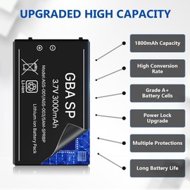 WAVYPO Upgraded 3000mah Battery for GBA SP, 2 Pack
