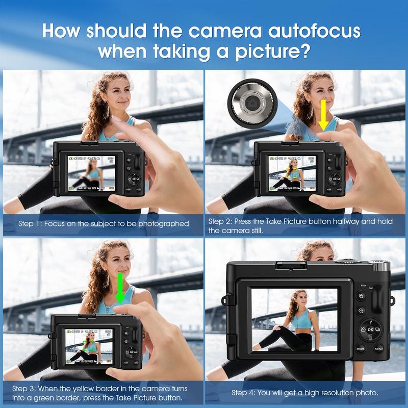 NSOELA 4K Digital Camera for Photography Auto-Focus Vlogging Camera for