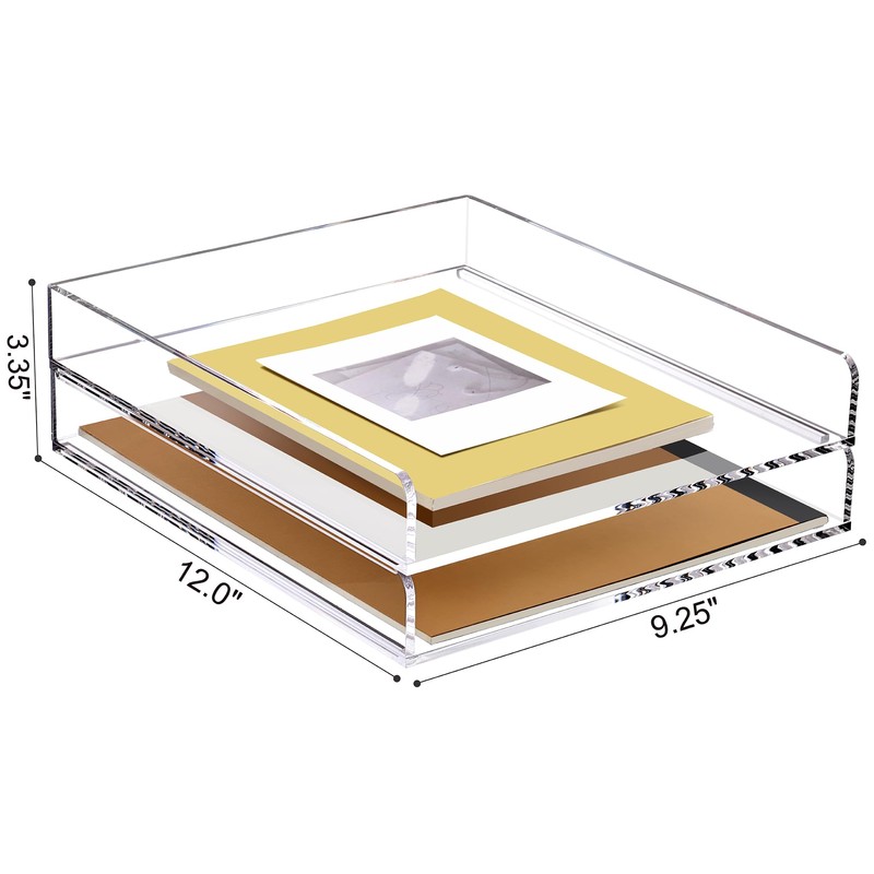 SANRUI 2 Tier Acrylic Stackable Paper Letter Tray, Vertical A4