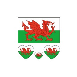 ZPDNURZL 10 Sheets Welsh Flag Tattoos Stickers 40 Pcs Waterproof Sweat Sports National Flag Removable Fake Tattoos