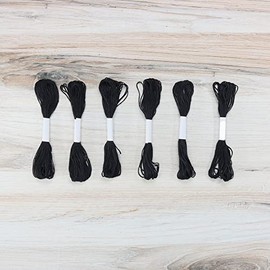 Paquete de hilo de bordar, 6 madejas, 8.7 yardas cada una, hilo de bordado negro para costura, pulseras de bricolaje, manualidades, tejer