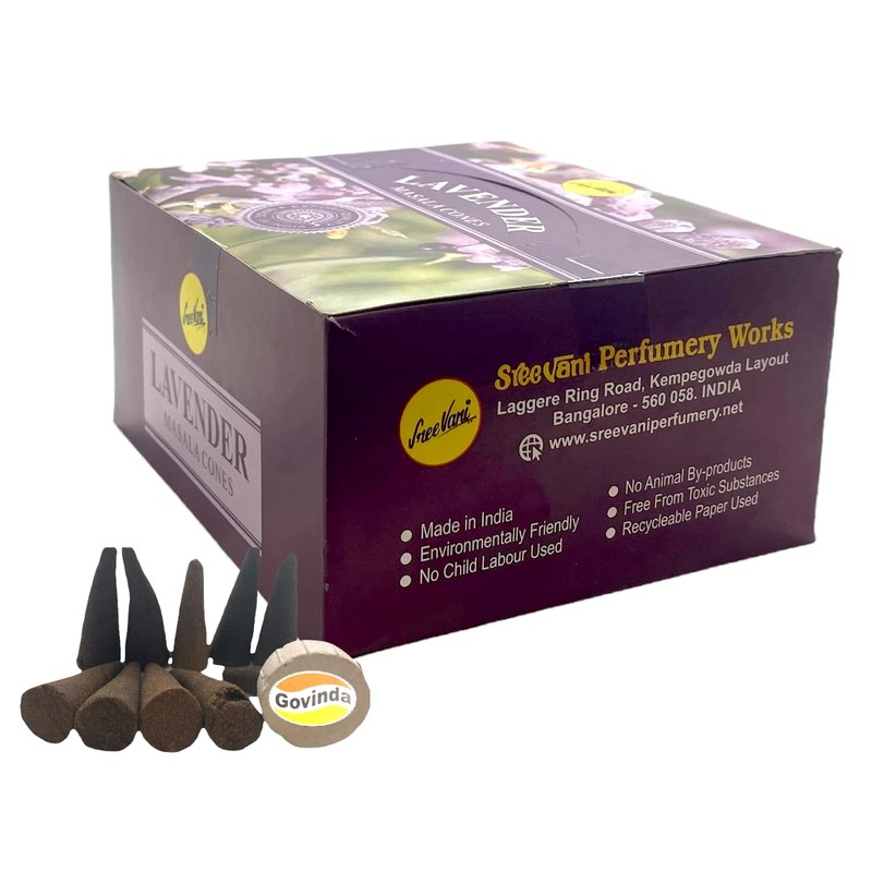 Sreevani Natural Masala Incense Cones and Holder Bundle, 120 Cones