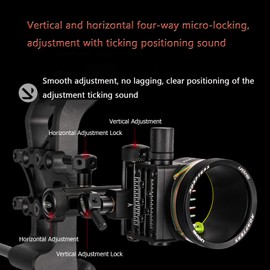 Compound Bow Sight Aluminum Alloy Archery Bow Sights 0.019" Fiber Optic 5 Pin Bow Sight with Sight Light Compound Bow Accessory (Short Pole)