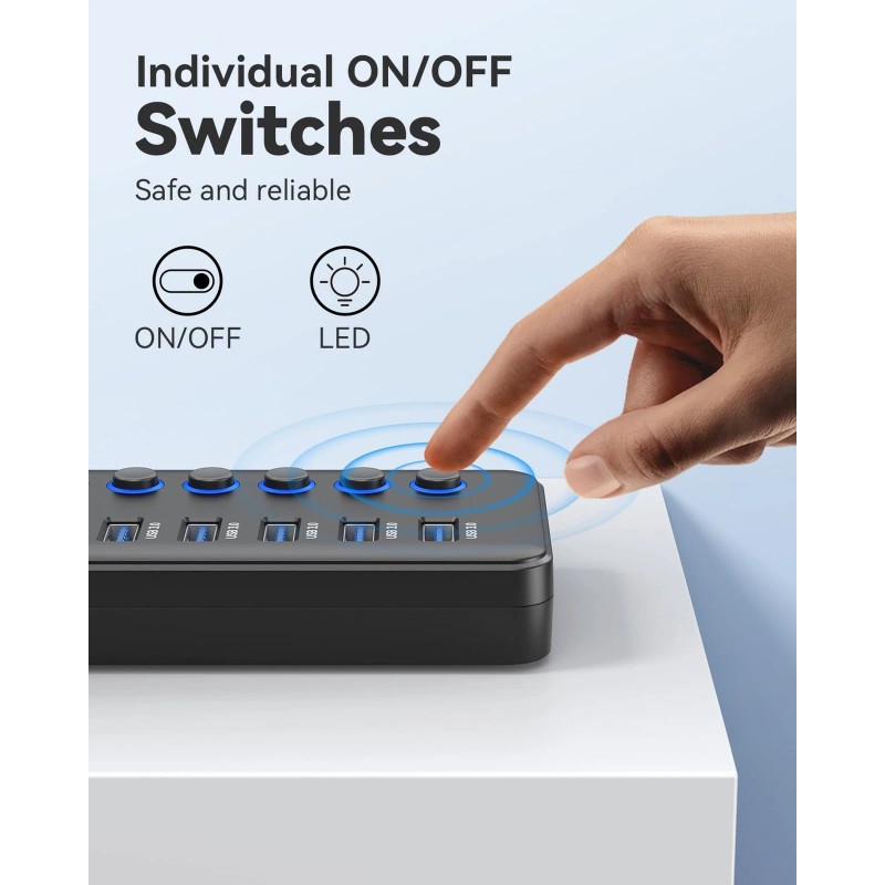 WENTER Powered USB 3.0 Hub, Wenter 48W 11-Port USB Hub
