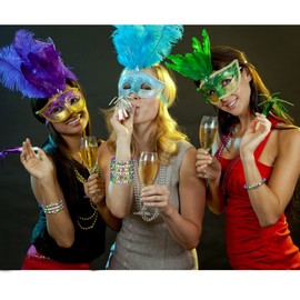 FAERLIIRY Mardi Gras Beaded Bracelets for Women Heishi Stretch Bracelets Mask Fleur De Lis Charm Bracelets Carnival Holiday Preppy Bracelets Jewelry, Large, Alloy, no gemstone