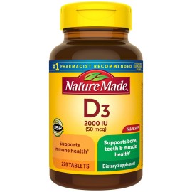Nature Made Vitamin D3 2000 Iu 220 Tablets Immune Bone Muscle Support