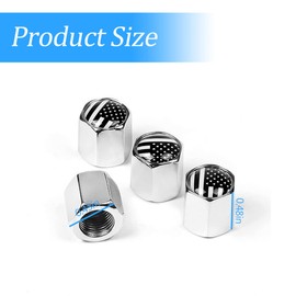 Tire Valve Stem Cap for Car, 4 Pack American Flag Pattern Anti-Rust Airtight Universal Valve Stem Covers for Cars, Vehicles, Bicycles, Trucks, Motorcycles, Car Accessories (Silver)