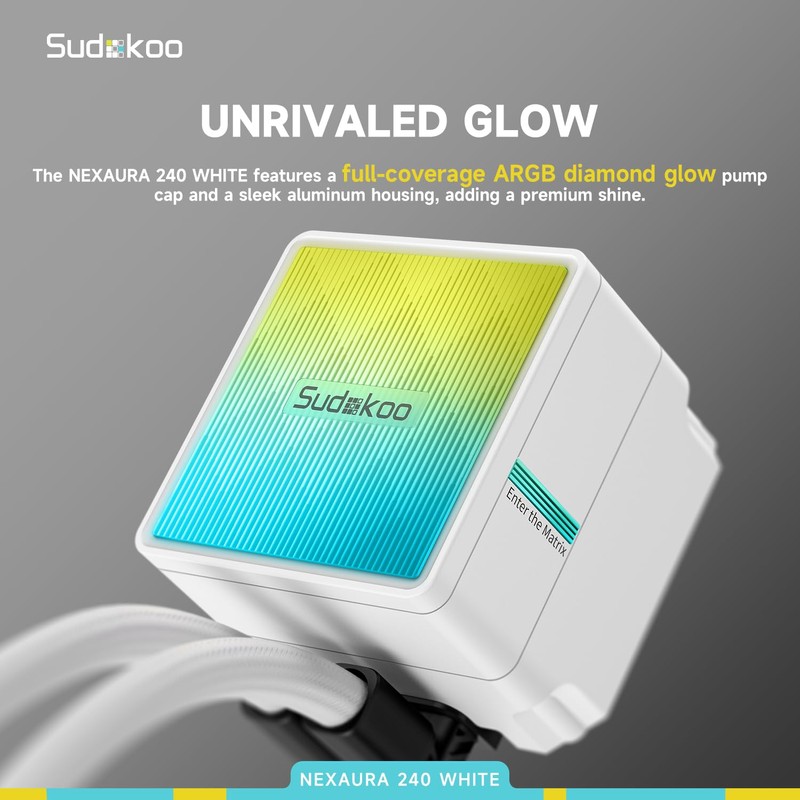 Sudokoo NEXAURA 240 White Liquid CPU Cooler: 240mm AIO CPU