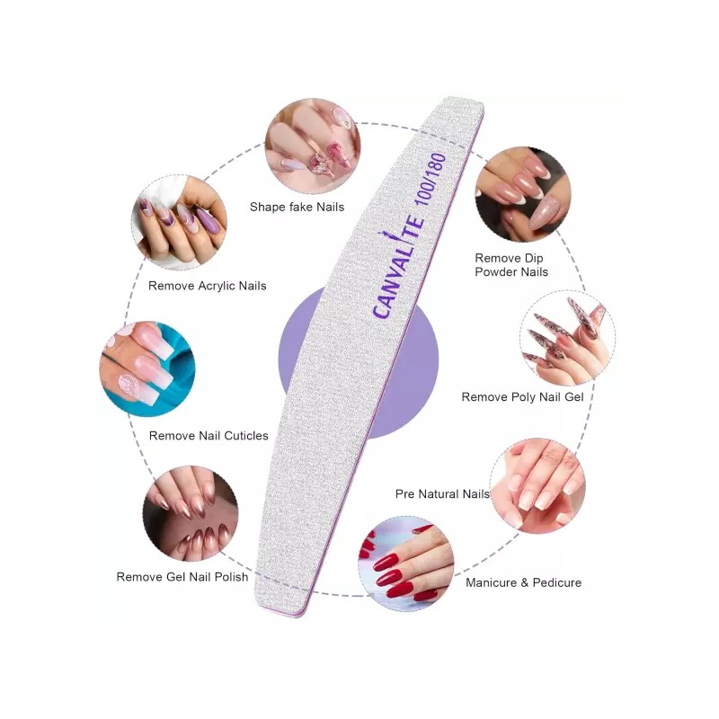 Canvalite 10 PCS 네일 파일 전문가용 재사용 가능한 양면 에머리
