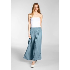 Caspar RO012 Women's Lightweight Long Summer Skirt, jeans blue