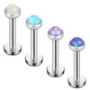 Ruifan 3mm Opal Jeweled Internally Threaded Stainless Steel Labret Monroe