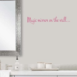 Magic Mirror On The Wall | Bathroom Décor | Kids Bathroom Décor | Magic Mirror Vinyl Wall Decal | Dark Pink