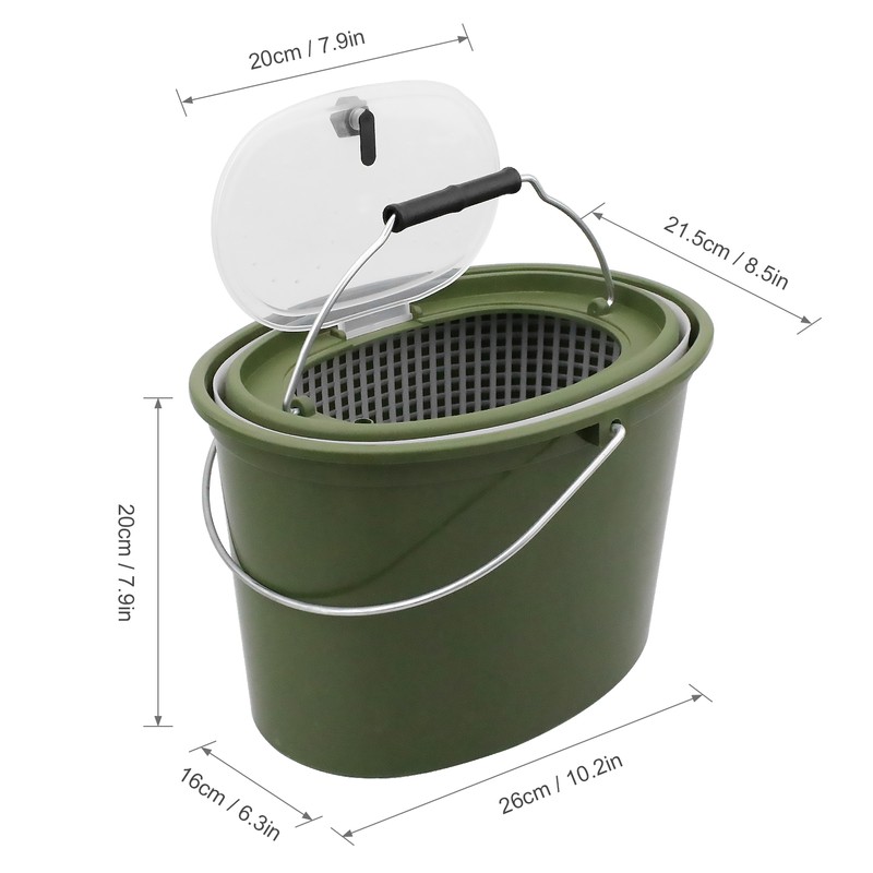 2-in-1 Fishing Bucket Double-Deck Fish Box Detachable Fish Strainer Colander