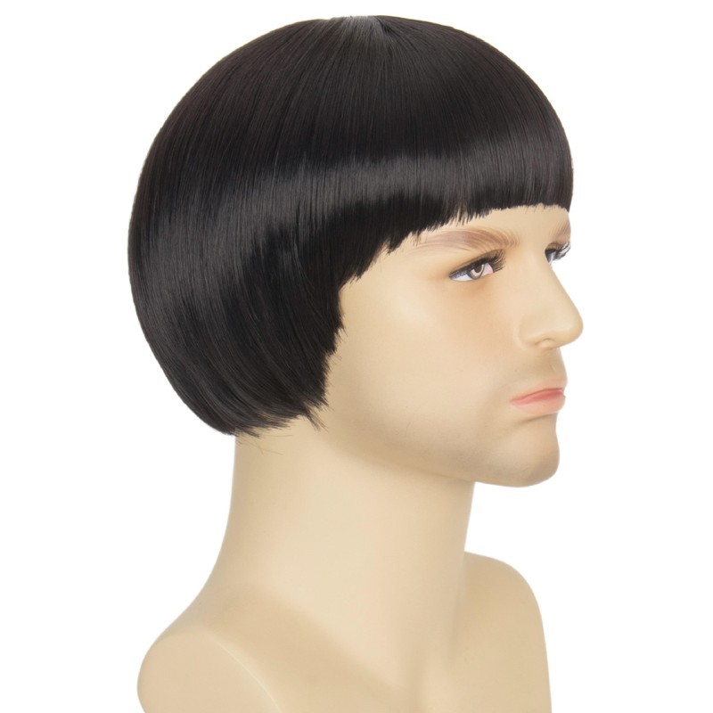 60s 70s Retro Black Bowl Cut Wig for Men Funny