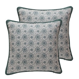 patdrea Designer Throw Pillow Covers,Square Green Vintage Rustic Linen with Abstract Geometric Floral Pattern Pillow Cover,Decorative Pillowcases Cushion for Bed Living Room