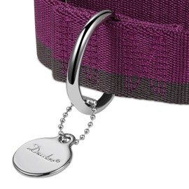 Dazzber Martingale Collar 1.5 Inch Wide 1200D Extra Strong Nylon Dog Collar, No Pull Heavy Duty Dog Collar with 2-Color Stripe for Medium to XLarge Dogs (Medium, 1 1/2 Inch Wide, Purplish Red &Grey)