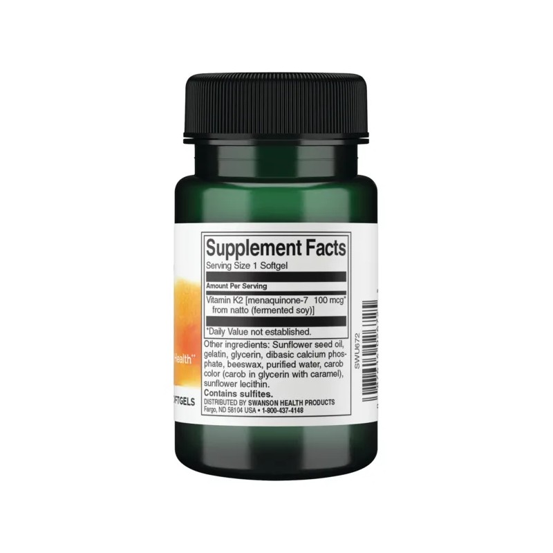 Vitamina K2 100mcg 30 Softgels Calidad Swanson