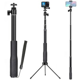 SOONSUN 37" Extension Selfie Stick Hand Grip Waterproof Monopod Pole with 360 Rotation Ball Head for GoPro Hero 13 12 11 10 9 8 7 6 5, Session, Insta360 X2 X3 GO3, SJCAM, AKASO, Osmo Action Camera