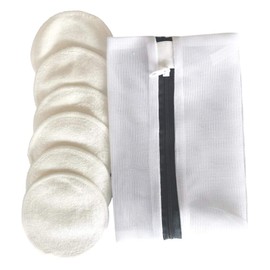 6 almohadillas removedora de maquillaje de bambú. Pads para limpieza facial lavables con bolsa de lavandería. Almohadillas desmaquillantes con bolsa reusables.