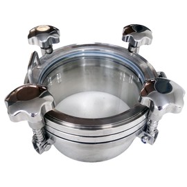 INTSUPERMAI Manhole Cover with Tempered Glass Lid 7.87 in 200 mm #304 Stainless Steel Circular Pressure Manway Door Sanitary Manhole Cover Tank