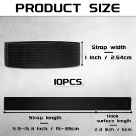 10 Pcs Black Blousers Military Strap Band 1" Hook & Loop Garter, Boot Wraps for Cowboy Boots, Adjustable Tactical Blousers for Hunting Gardening Hiking Cycling Fishing (Black)
