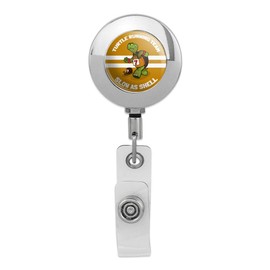 Turtle Running Team Slow As Shell Retractable Reel Premium Metal Chrome Badge ID Card Holder Clip