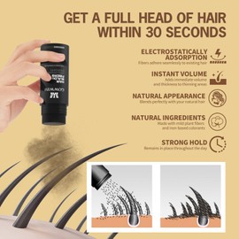gowwim Hair Fibers with Spray Applicator Pump 2-in-1 Kit for Thinning Hair, Naturally Thickening Spray Fibers Waterproof Long-Lasting Grey Coverage Touch up for Bald Spot Cover up for Women & Men