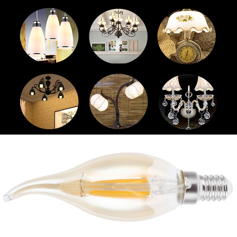 10PCS C35 LED Gold Filament Bulb 2700K 4W E14 Base