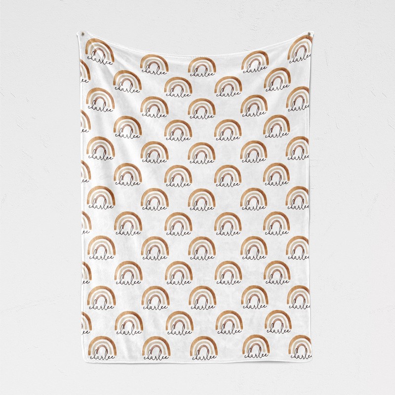 Custom Neutral Rainbow Baby Swaddle Blanket