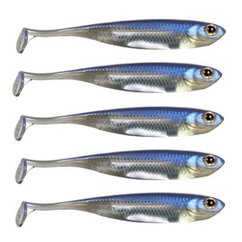 QualyQualy Soft Plastic Swimbait Paddle Tail Soft Lures 3.94" Shad Lure Shad Bait Bass Bait Shad Minnow Soft Swim Bait for Bass Trout Walleye Crappie Pike (1#, 3.94in - 5Pcs)
