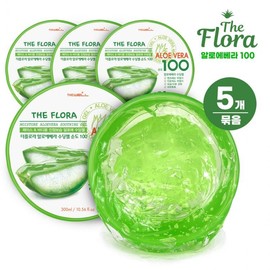 The Flora Aloe Vera Soothing Gel Purity 100 300ml 5 pieces Moisturizing soothing moisturizing cream / 더플로라 알로에베라 수딩젤 순도100 300ml 5개 보습 진정 수분크림