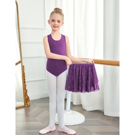 Zaclotre Ballet Leotards for Toddler Girls Hollow Back Dance Dress Outfit with Removable Skirt Combo Dark Purple