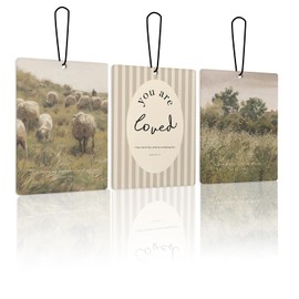KDHTY Vintage Christian Lavender Car Air Freshener 3Pcs, Rustic Countryside Sheep Bible Verse Scents Air Freshener for Women Girls, Retro Car Accessories Interior Mirror Decor Hanging