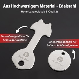 Stainless Steel Shopping Trolley Remover - Removable Shopping Trolley Token Shopping Token Keyring - Key Chip for Shopping Cart, silver