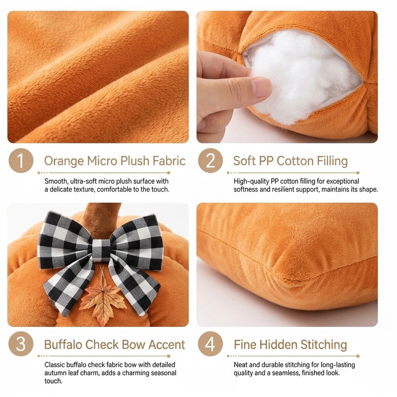 Pumpkin Plush Throw Pillow for Fall Home Decor – Buffalo