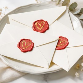 50Pcs Heart Wax Seal Stickers Self-Adhesive Envelope Seal Stickers